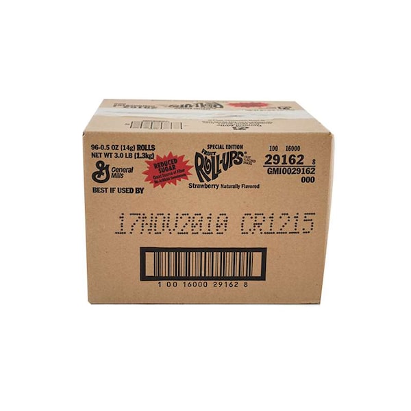 Fruit Roll-Ups Fruit Roll-Ups Fruit Snacks Reduced Sugar Strawberry, PK96 16000-29162 - main
